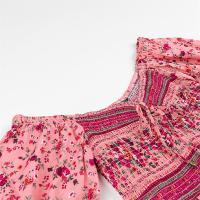 Vestido de Algodón Estampado de Moda para Mujer OUWU Mini Vestido Versátil con Manga de Princesa, Cuello en Polo, Cintura Imperio - details 8