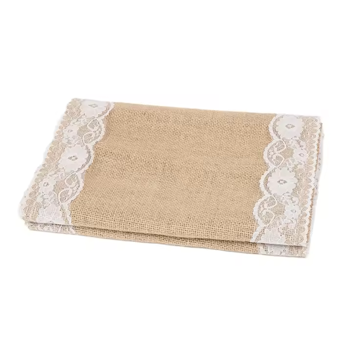 Camino de mesa de encaje de 4 piezas, Decoración Retro de arpillera, cubierta para mesa de comedor, fiesta de boda, país, C - 1