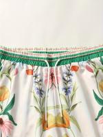 Conjunto Casual de Poliéster Ligero Camisa con Estampado Floral y Pantalones de Cierre de Cremallera Estilo de Primavera/Otoño, Ajuste Suelto, Diseño Geométrico - details 8