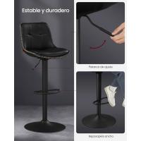 Sillas Altas Giratorias Regulables en Altura, Acolchado PU, Sillas de Cocina con Respaldo y Reposapiés, - details 3