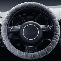 Funda de felpa para volante de coche, cuero corto suave y cálido, antideslizante, decoración de coche para hombres y mujeres, invierno - details 16