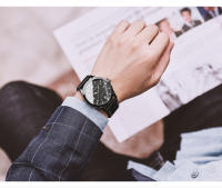 Retro cuero genuino automático reloj mecánico tendencia casual negocio reloj de pulsera - details 6