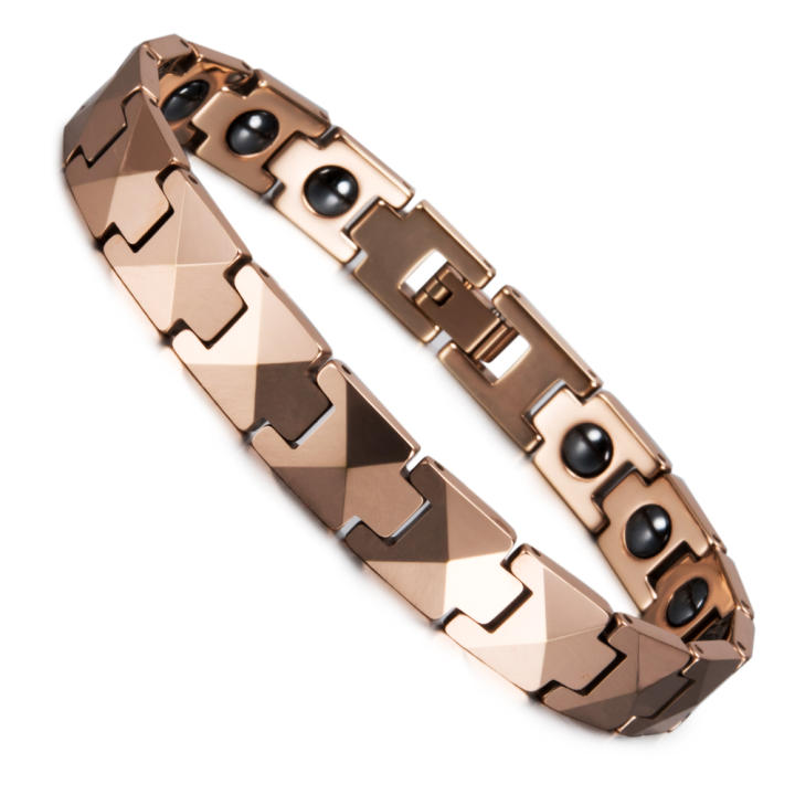 Pulsera de Hematita de Carburo de Tungsteno Anti-arañazos, Energía Saludable, Joyería Magnética para Amantes de Rosas Ancho de 8mm/10mm Recomendado para Edades de 8 años y más