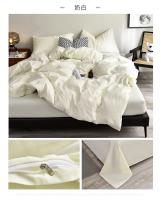 Juego de Ropa de Cama de Alta Calidad Amigable con la Piel en Negro Funda de Edredón Individual y Doble King Size Estilo Sólido - details 19
