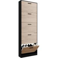 Mueble zapatero de 12 pares - Estantería de gran capacidad para vestíbulo o pasillo - (ancho) 60 x (profundidad) 24 x (alto) 80 cm - Madera clara blanca - details 8