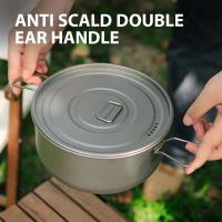 Olla para exteriores de gran capacidad, olla colgante de titanio de 1,8 litros con sistema digestivo de tapa, camping portátil ultraligero y - details 0