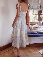 Vestido largo bohemio de verano con tirantes finos, estampado floral, para mujer - details 6
