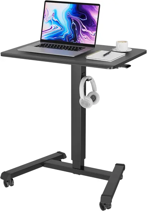 Escritorio de pie móvil de 65 × 45 cm con 4 ruedas giratorias, escritorio de pie con ruedas, escritorio de pie ajustable en altura, mesa sobre la cama para sala de estar, dormitorio - 1