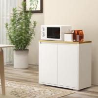Taburete de Almacenamiento de Armario de Sala con 3 Puertas Estante Ajustable para Cocina Blanco - details 10