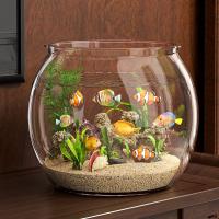 Pecera redonda Ultra transparente, pecera de plástico para peces dorados, pecera de escritorio decorativa, acuario pequeño de escritorio inastillable - details 2