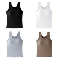 Camisola grande con cojín en el pecho para mujer, corsé elástico de Color sólido de talla grande para niña, ropa de calle, chaleco con tirantes para uso diario - details 1