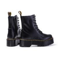 Suelas gruesas con forro polar Botas Dr. Martens, cremalleras laterales, botas cortas de mujer británica, suelas de pastel, botas de trabajo y zapatos de algodón - details 1