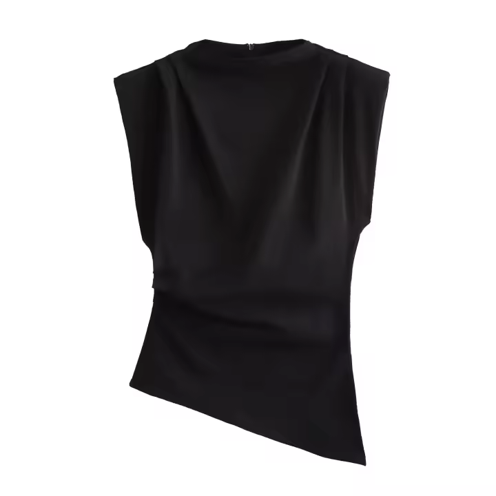 - Top asimétrico informal de verano para mujer, espalda sin mangas y N redondo, 3 colores, 2024 - 1