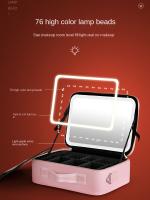 Bolsa de maquillaje LED inteligente con espejo para mujer, estuche de cosméticos de viaje profesional de cuero PU, impermeable, de gran capacidad, nuevo - details 0