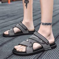 Sandalias planas de suela dura antideslizantes de moda 2024 zapatos de verano para hombre de goma al aire libre de PU de alta calidad - details 3