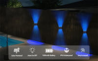 Lámpara de Pared Solar RGB de 4/6/8 LED de RXUNS Luz Moderna Impermeable para Exteriores con 2 Modos de Jardín Luz de Patio Garaje Puerta con Bombilla LED y Plástico ABS - details 7