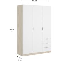 Puertas y 3 cajones, Gran Capacidad, Natural/Blanco, - details 2