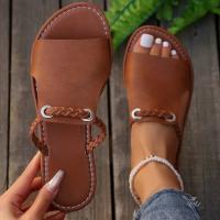 Chanclas de cuero para mujer, Sandalias planas a la moda de marca de verano, sandalias de diseñador, talla grande 43, nuevas - details 3