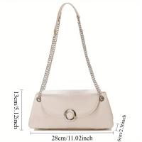 Bolso bandolera de moda para mujer primavera verano 2025 - Correa de hombro ajustable, cierre a presión, rosa vibrante y detalles metálicos, versátil para viajes de trabajo, salidas informales, bolso bandolera, bolso de trabajo, accesorio elegante, textur - details 4