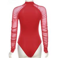 Body De Encaje Sexy Para Mujer Con Detalles De Parche Y Cuello Alto Ajustado Y Elegante Ideal Para La Calle Y El Verano - details 7
