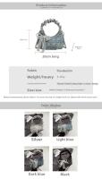 Bolso plisado de lentejuelas de estilo coreano, bolso cruzado con cadena y colgante de lazo exquisito, bolso de hombro ligero de Color sólido - details 1