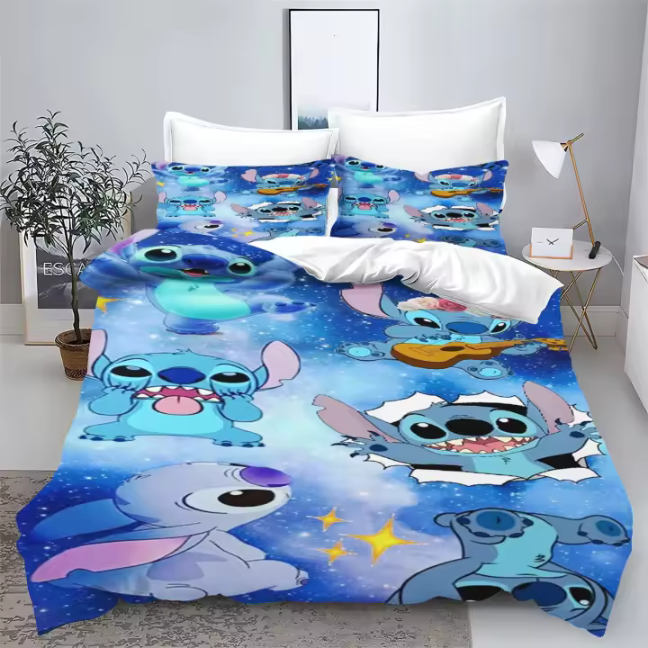 Ropa de cama de dibujos animados de Stitch Suave y cómoda 100% poliéster - 1