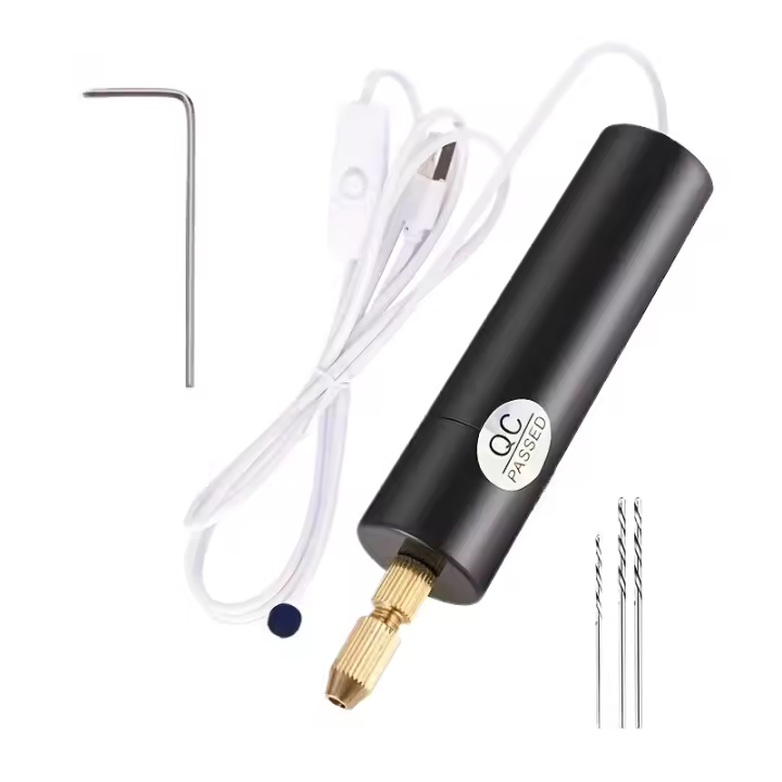 Mini Taladro Eléctrico de Mano, Conjunto Compacto con Alimentación USB, Adecuado para Arte y Manualidades, Material ABS Adecuado para la Creación de Joyas - 1