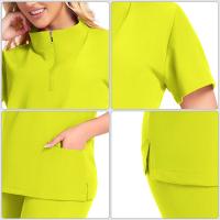 Túnica multicolor de alta calidad, traje de trabajo para Spa, uniforme de Hospital para enfermeras, conjuntos de exfoliantes para mujer, conjunto con cremallera, uniformes médicos de manga corta - details 4