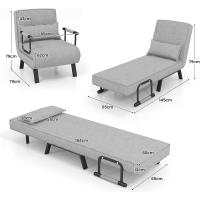 Sofá Cama Convertible Silla de Dormir Individual Tri-Fold con Respaldo Ajustable de 6 Posiciones, Cojín Desmontable y Asiento Tapizado Estructura Metálica Plegable (Azul) - details 20