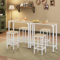 Conjunto de Mesa de Bar y Taburete Estructura de Metal y Roble Claro + Blanco 100x40x100 cm - details 3