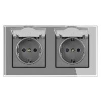 Enchufe europeo con Tomas de corriente, Enchufe exterior eléctrico con tapa de plástico Impermeable para baño, Marco de cristal - details 3