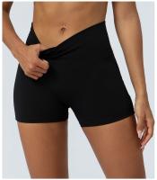 Pantalones Cortos de Yoga de Melocotón Cintura Alta, Elástico, Transpirable, Ajuste Cruzado, Material de Nylon Ideal para Entrenamiento, Comodidad Deportes y Ropa - details 12