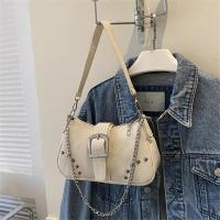 Bolso Retro Simple para axila, bolso de hombro informal de tendencia a la moda, bolso cruzado con textura informal de lona para mujer - details 16
