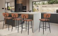 Taburete Alto de Cocina, Taburete de Cocina con Respaldo de Polipiel, Silla Alta para Barra, Comedor y Salón, Negro, Marrón - details 1