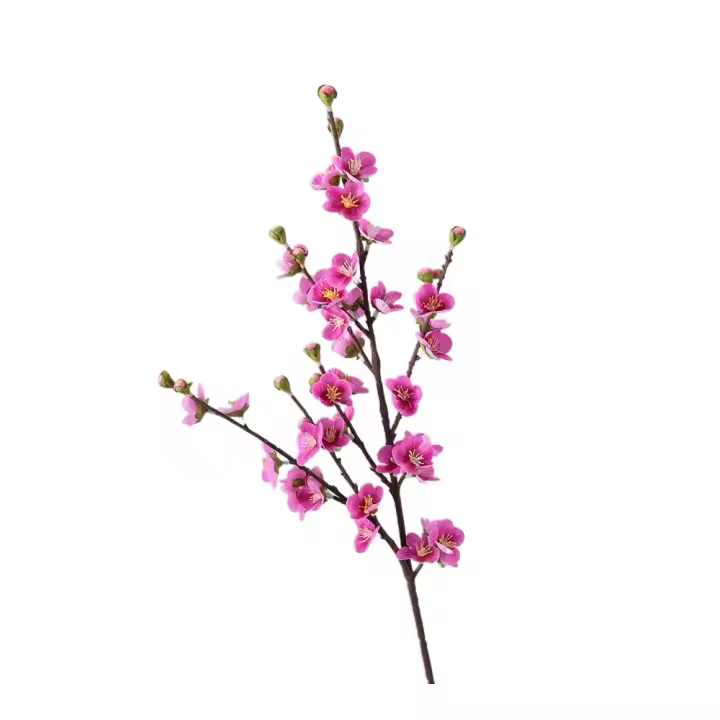 Ramas artificiales de flor de melocotón de 78cm, flor de cerezo de seda de plástico de tacto Real, elegante flor falsa hecha a mano para sala de estar y escritorio - 1