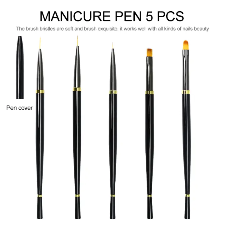 Nailco-delineador de pluma acrílica para pintura, cerdas de cepillo suave, no es fácil de romper, esmalte de uñas, diseño de flor a rayas, herramientas de manicura - 1