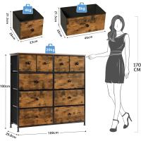 con 10 cajones de tela, cómoda para dormitorio, mueble de almacenamiento, muebles de dormitorio, cómoda para cocina, oficina, pasillo, mueble para TV con cajones - details 2