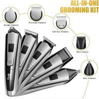 Kemei-cortadora de pelo eléctrica, Kit de belleza, afeitadora multifunción, recortadora de barba, corte inalámbrico, hine, pantalla LCD 5 - details 5