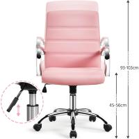 Silla Giratoria de Oficina Sillón de Trabajo con Respaldo Tapizado Asiento Sintético Altura Ajustable Negro - details 40