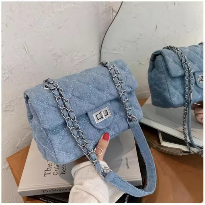 Vhitler Bolsos de mezclilla para mujer Bolsos cruzados de mezclilla para mujer Bolsos de moda para mujer 2023 Bolso de mano acolchado para mujer - 1