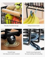 Cestas metálicas para frutas y verduras, accesorios de iluminación de cocina móviles apilables con ganchos y asas de madera - details 1