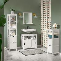 Armario de Suelo para baño Mueble Columna de baño con 2 Cajones y 1 Estantes Blanco 30 x 30 x 89 cm Blanco - details 6