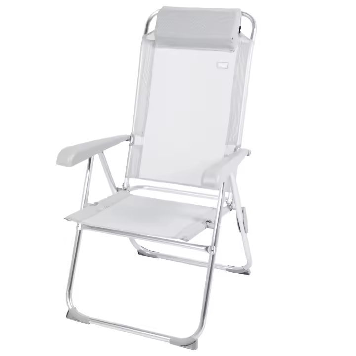 Silla plegable reclinable antivuelco, con cojín y reposabrazos, peso máx. 110kg, Material Textileno y aluminio, 44x55x101cm - 1