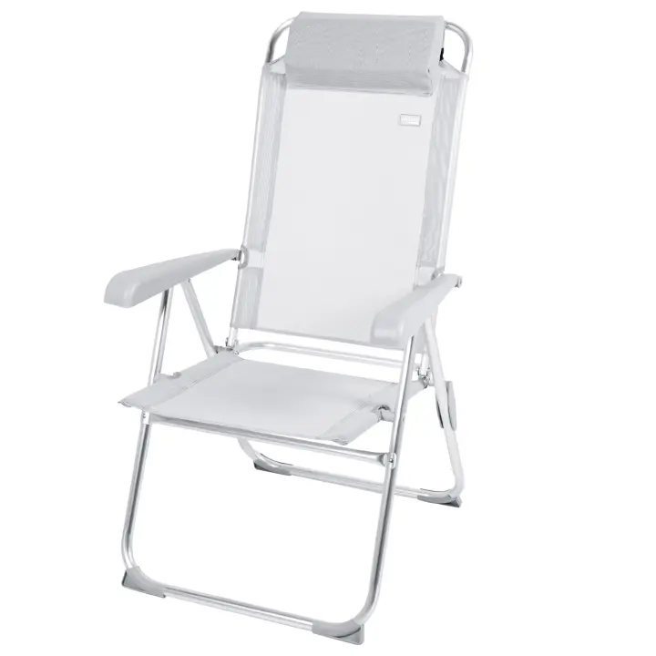 Silla Plegable y Reclinable Antivuelco, Con Cojín y Soporte de Brazo, Peso Máximo 110kg, Material de Textileno y Aluminio, 44x55x101cm - 1