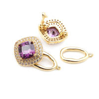 4 juegos de conectores cuadrados de latón y circonita de Color dorado de 18K para collares, cierres de pulsera, suministros de joyería Diy, accesorios - details 3
