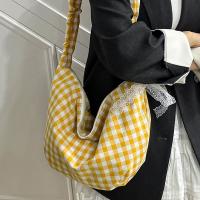 Bolso de hombro Hobos coreano Simple, bolso cruzado a cuadros de media luna, bolsos de lona de gran capacidad para niñas - details 2
