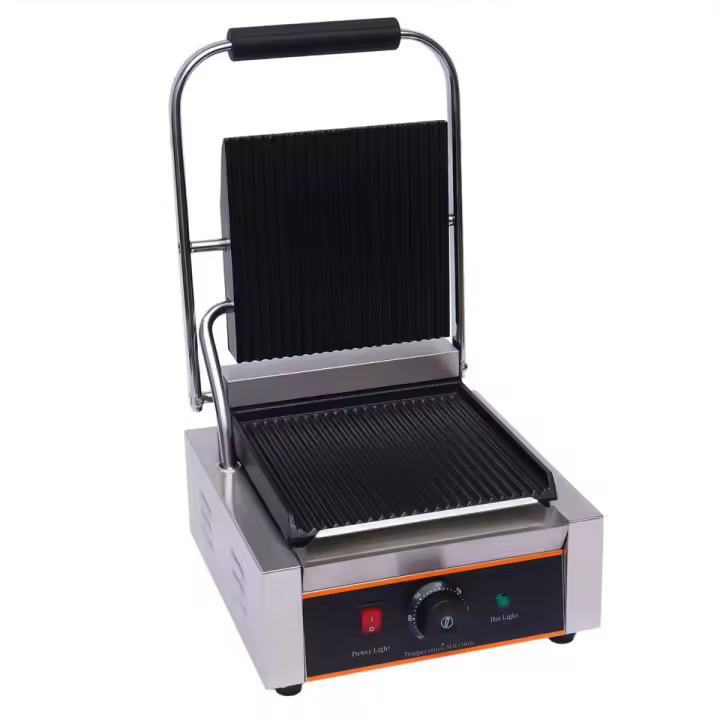 Sandwichera eléctrica, tostadora de acero inoxidable, control de temperatura de doble cara, recubrimiento antiadherente, 1800 W - 1