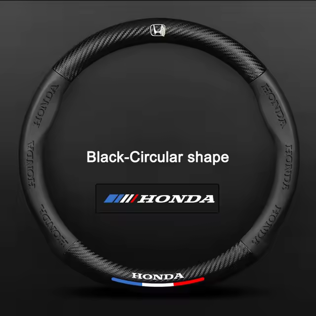 Protector de cuero y fibra de carbono con relieve 3D para volante de coche, para HONDA Accord CRV Pilot Civic Insight Fit HR-V XR-V Vezel, nuevo - 1