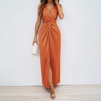 Vestido de Gala sin Mangas para Mujer Falda Larga Adelgazante en Denim - details 7