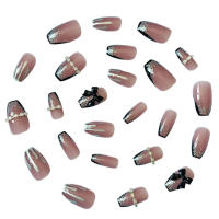 24PCS, uñas artificiales de estilo francés, uñas suaves a naturales para mujeres, arte de uñas, escuela, uso doméstico - details 0